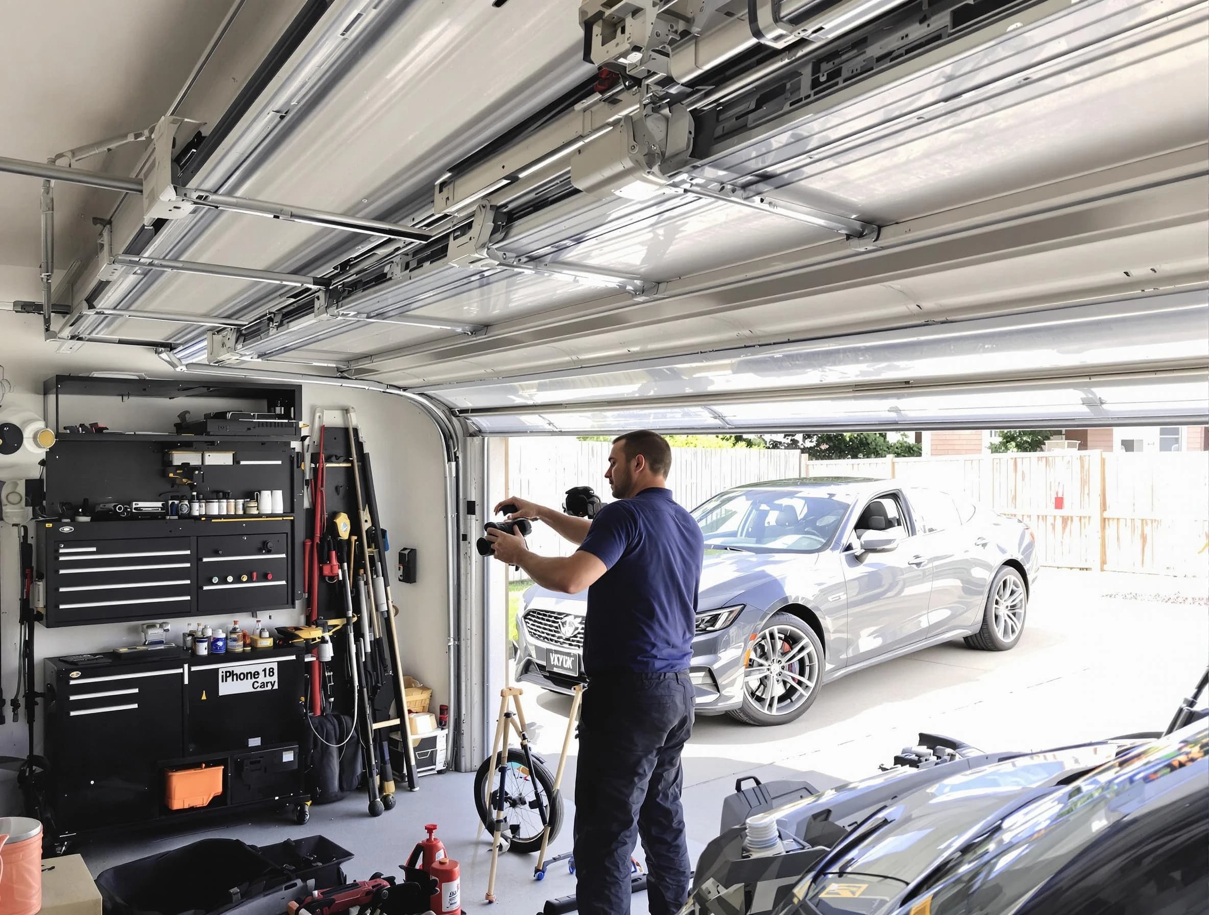 Falmouth Garage Door Repair technician fixing noisy garage door in Falmouth