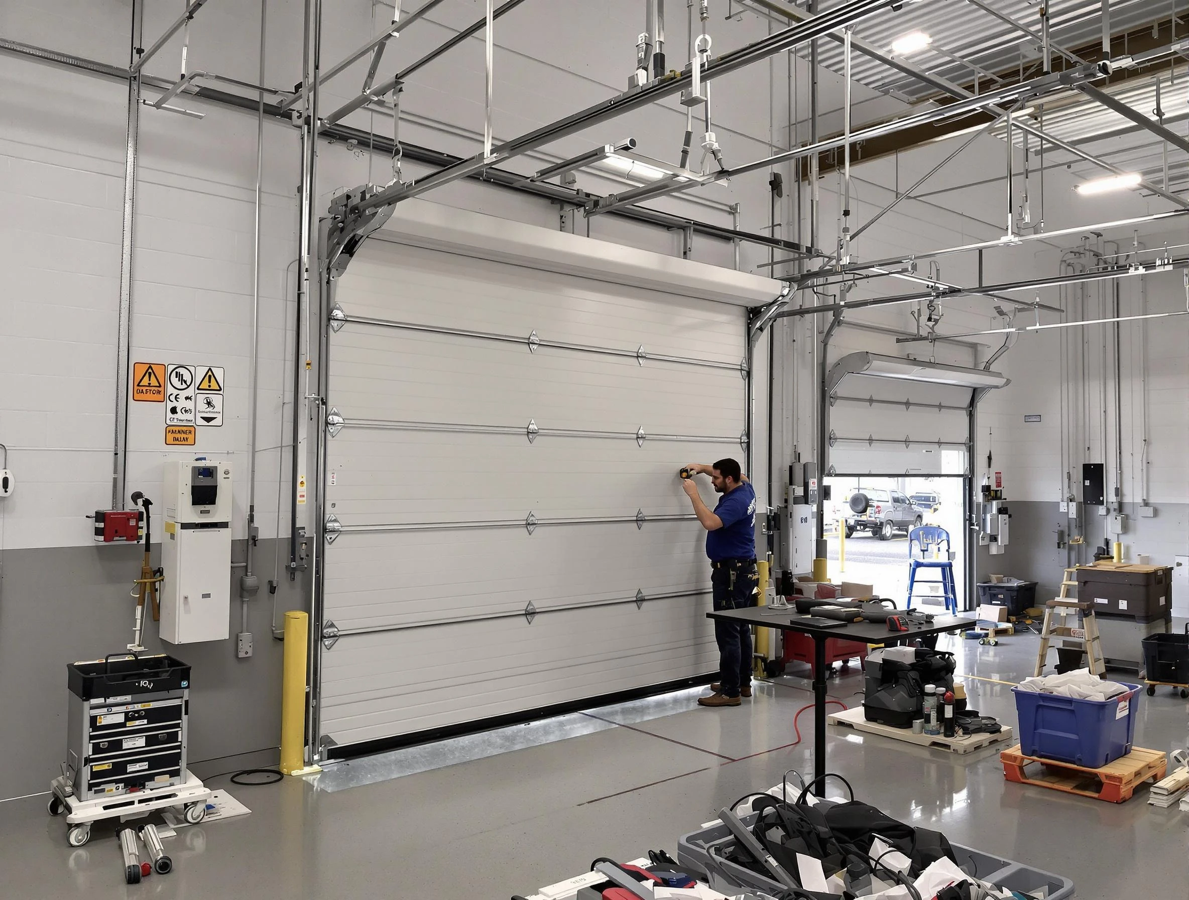 Commercial garage door repair being performed by Falmouth Garage Door Repair expert in Falmouth