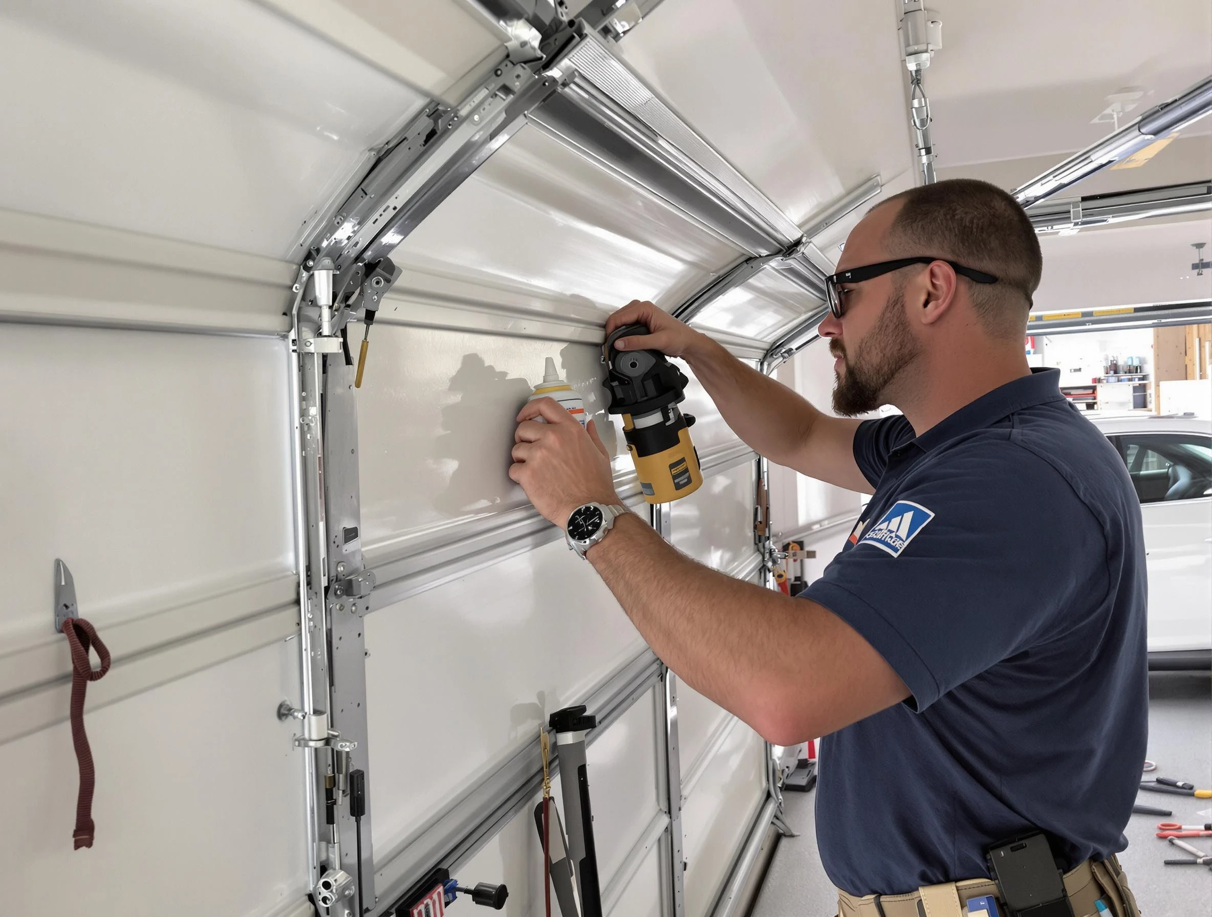 Falmouth Garage Door Repair technician performing comprehensive noise reduction service in Falmouth