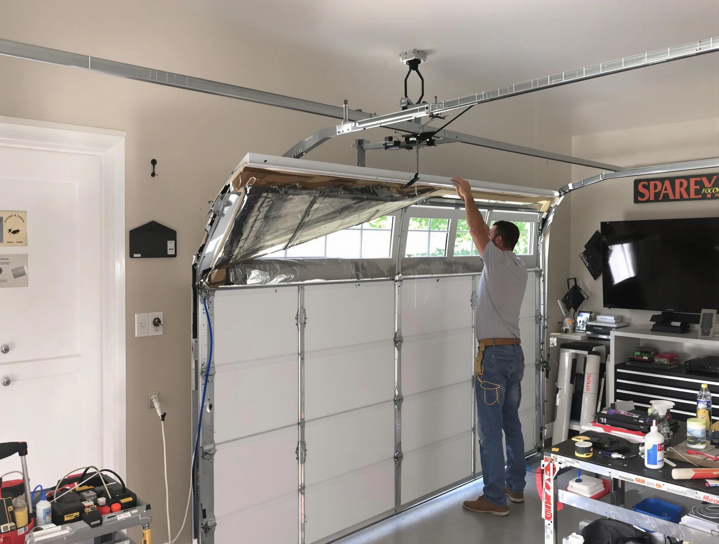 Garage door section replacement by Falmouth Garage Door Repair in Falmouth